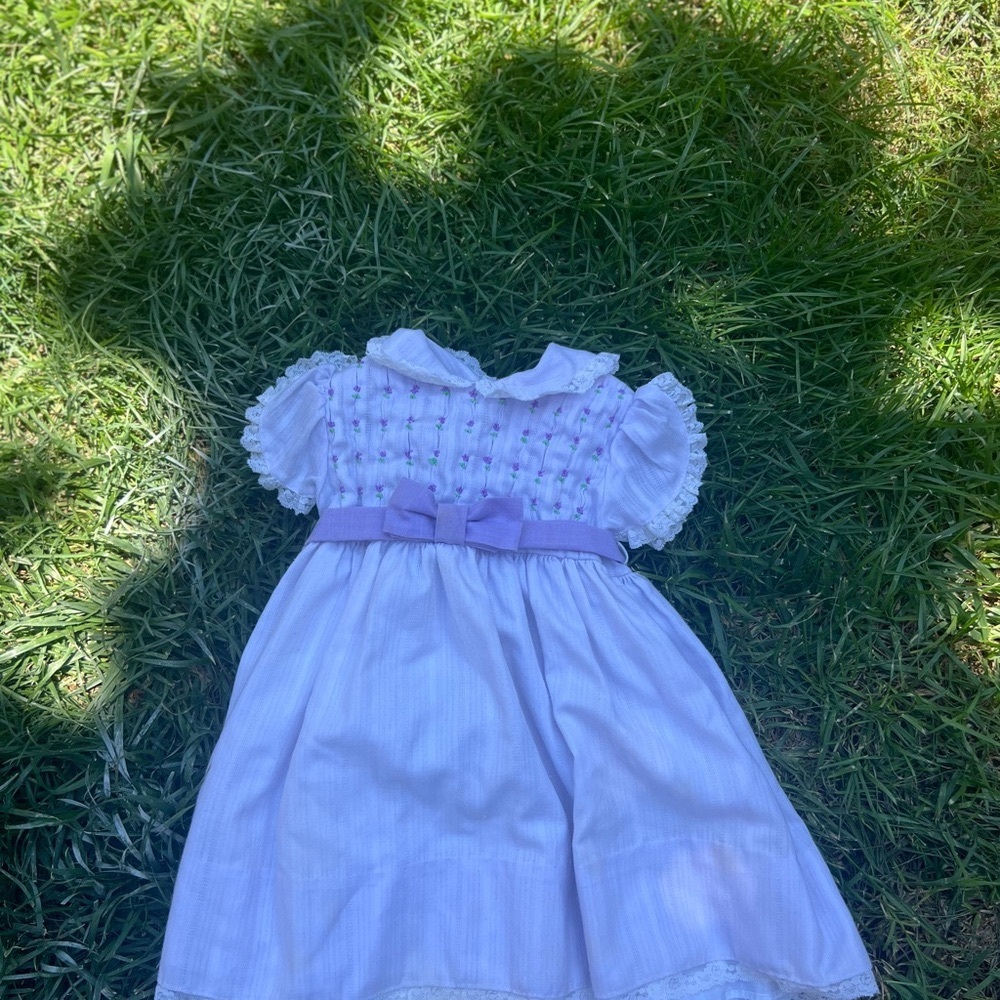 Adorable White and Lavender Kids Dress